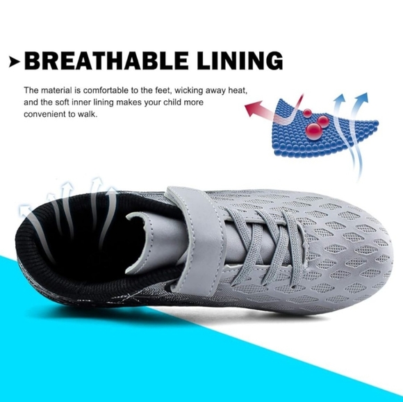 Boy/Girls Size 2 Soccer Cleats, silver/black, No Tie Closure - Picture 10 of 14